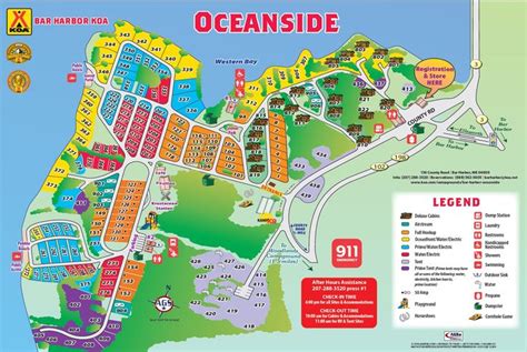 Bar Harbor - KOA -Campground Site Map | Camping in maine, Road trip ...