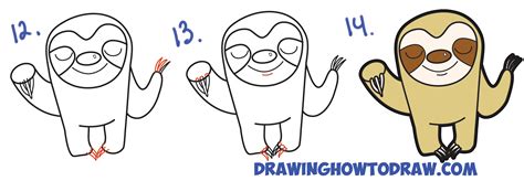 How to Draw Cute Cartoon Sloth with Easy Step by Step Drawing Tutorial ...