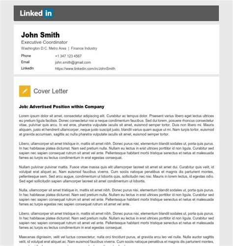 Linkedin Cover Letter Template ~ Resume Letter