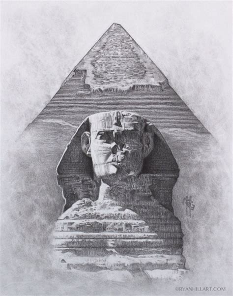 Original Drawing Sphinx Great Pyramid Giza Egypt - Etsy