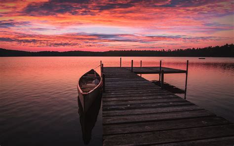 boat dock sunrise 5k MacBook Air Wallpaper Download | AllMacWallpaper