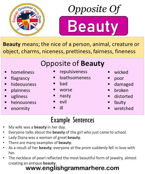 Opposite Of Beauty, Antonyms of Beauty, Meaning and Example Sentences - English Grammar Here