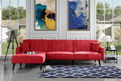 Buy Futon Recliner er Sofa Bed, Convertible Red Futon Sofa Couch Sectional with Reversible ...