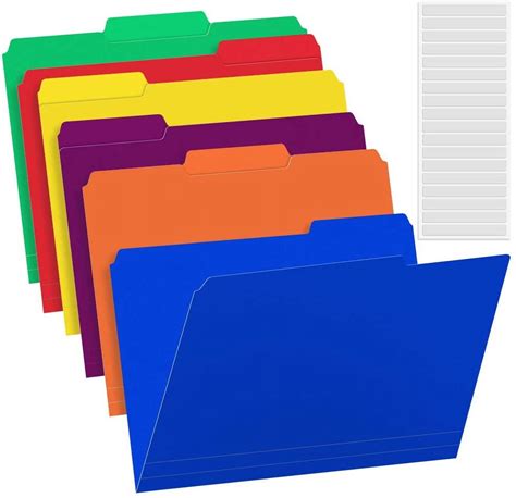 36 Pack Plastic File Folders Colored with Sticky Labels, Sooez Heavy Duty Letter Size Colored ...