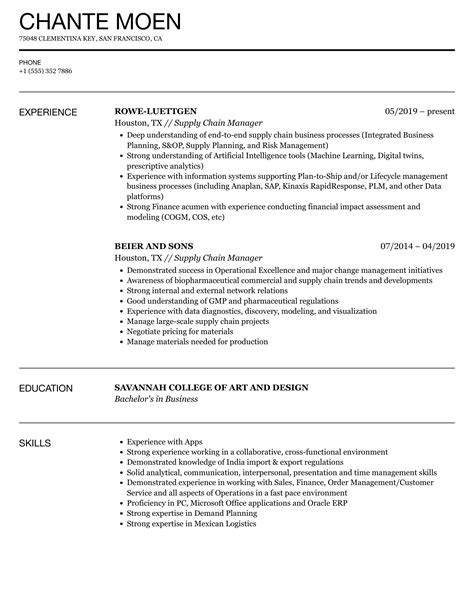 Supply Chain Manager Resume Example Template Nanica R - vrogue.co