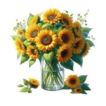 Beautiful Sunflower In Vase, Beautiful Sunflower, In Vase, Flower Vase PNG Transparent Image and ...