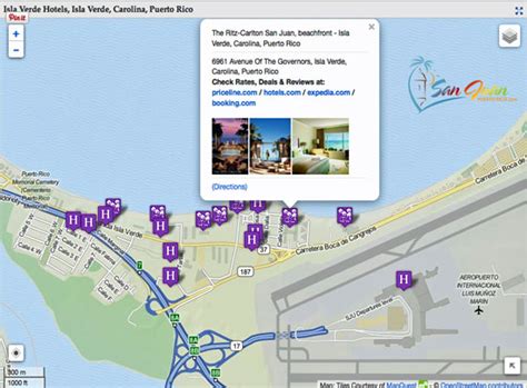 Isla Verde Hotels Map - Carolina - Full map, photos, full details