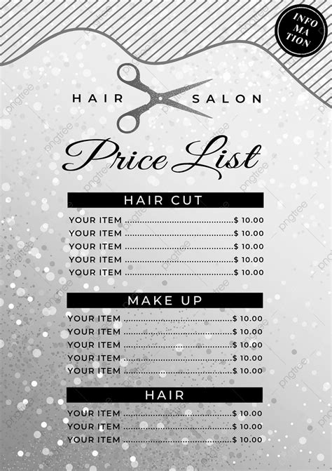 Spot Hair Salon Silver Price List Template Download on Pngtree