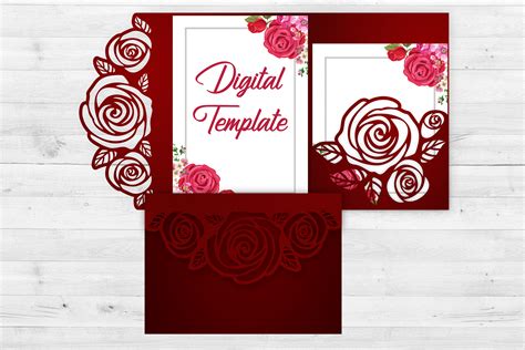 Rose wedding invitation template, Svg files for cricut