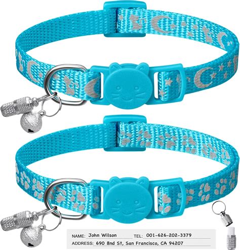 Pet Supplies : LLHK 2 Pack Breakaway Cat Collars & 2 Pcs Name Tags ...