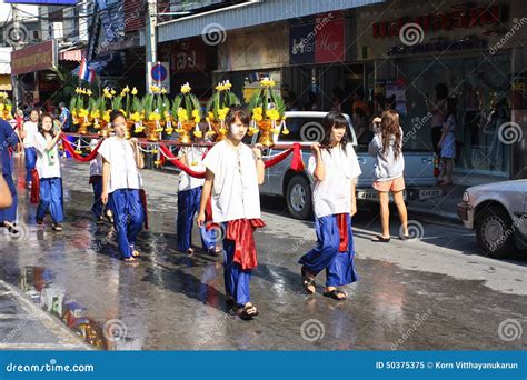 LAMPANG, THAILAND - 13 APRIL 2011: Salung Luang Procession and Songkran Festival in Lampang ...