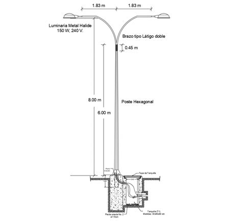 Metal Light Pole Detail Drawing In Dwg Autocad File Metal Lighting ...