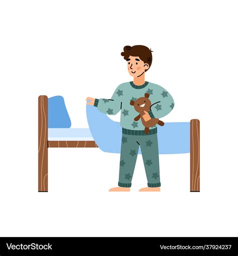 Little boy in pajama going to sleep cartoon Vector Image