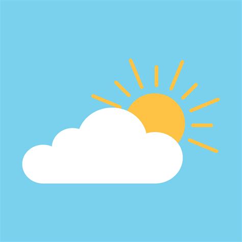 Animated Cloud with Sun Depicting Weather in Flat Icon Clipart Illustration on Blue Sky 11126301 ...