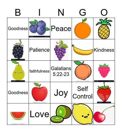 Fruit Of The Spirit Bingo Printable - Printable Templates