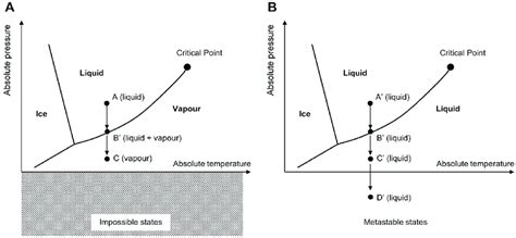 Water phase diagram. (A) Stable states. (B) Metastable states. | Download Scientific Diagram