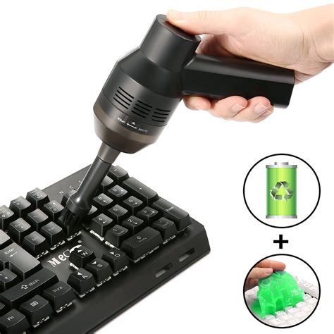 Keyboard Cleaner with Cleaning Gel, Rechargeable Mini Vacuum Cordless Vacuum Desk Vacuum Cleaner ...