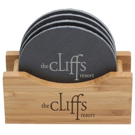 Bamboo with Round Slate Coasters | SilkLetter