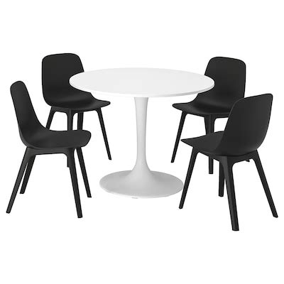 DOCKSTA / ODGER table and 4 chairs, white white/anthracite, 103 cm (401/2") - IKEA CA