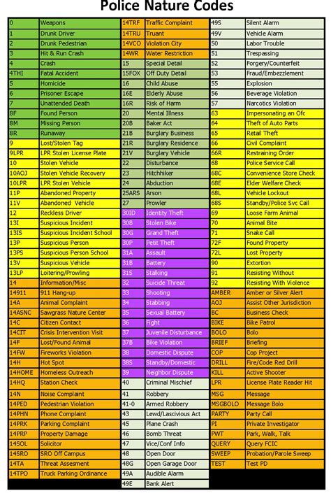 Infographic Police Codes A Glossary Vwu Online