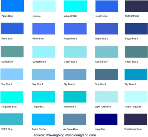 Different Shades of Blue: A List With Color Names and Codes | Purple ...