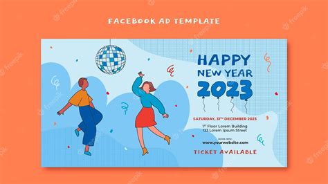 Premium PSD | Hand drawn new year 2023 facebook template