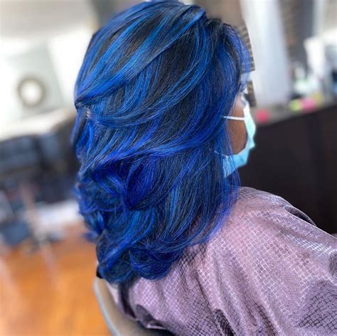 Black Hair Blue Highlights | Light blue hair dye, Dyed hair blue, Light ...