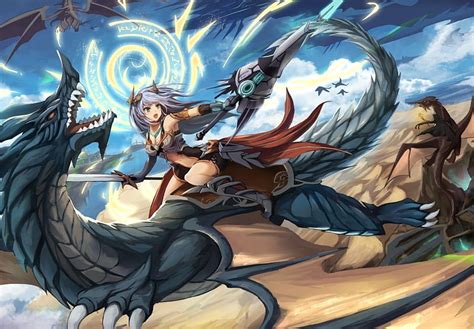 3840x2160px, 4K free download | Dragon rider, lance, girl, anime, dragon raider, dragon, sword ...