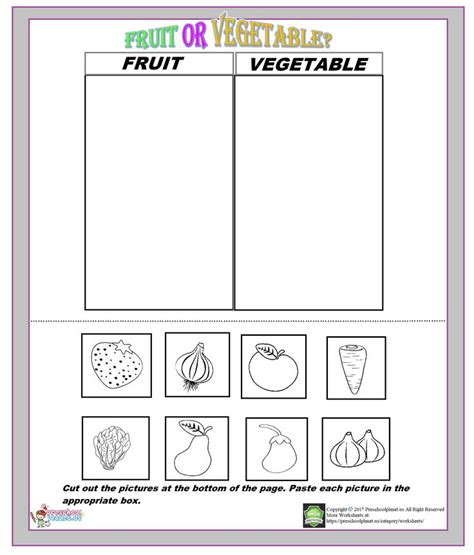 Fruit or Vegetable Worksheet | Kindergarten worksheets, Preschool ...