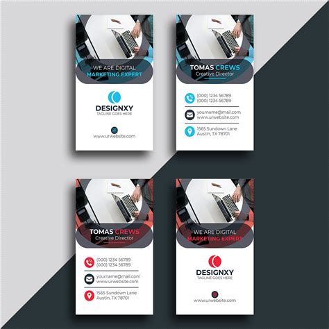 Vertical business card print template - MasterBundles