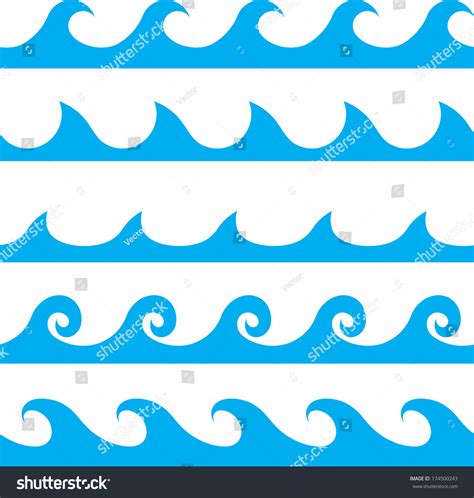 Seamless Vector Blue Wave Line Pattern - 174500243 : Shutterstock