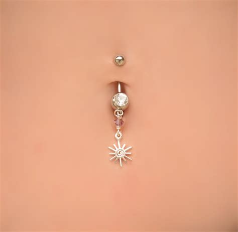 Belly Rings Dangle Sun Belly Button Rings Dangle Belly - Etsy