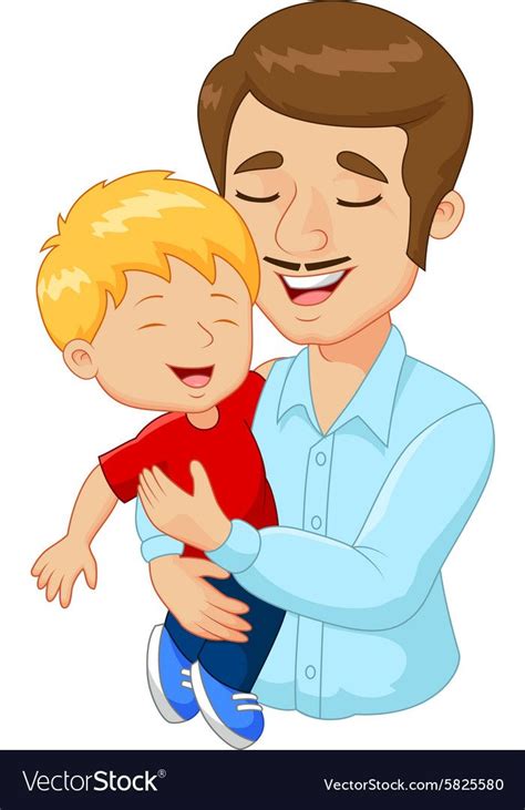 illustration of Cartoon happy family father holding son. Download a Free Preview or High Qu ...