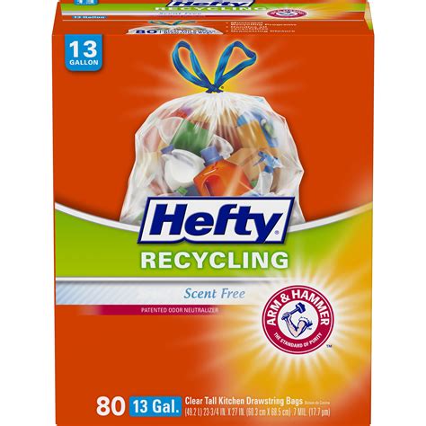 Hefty® Clear Recycling Tall Kitchen Trash Bags, 13 Gallon, 80 Bags ...