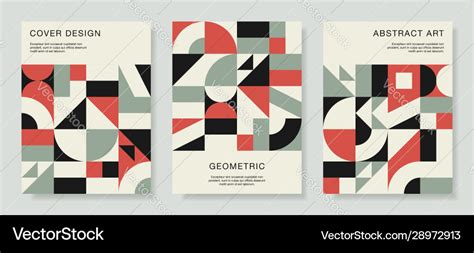 Retro bauhaus covers set design with colorful Vector Image