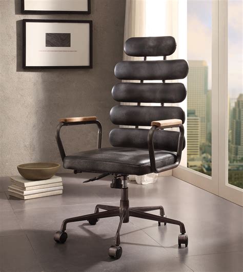 ACME Calan Executive Office Chair in Vintage Black Top Grain Leather - Walmart.com