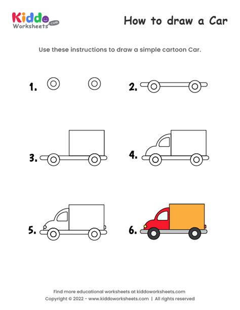 Free Printable How to draw Car Worksheet - kiddoworksheets