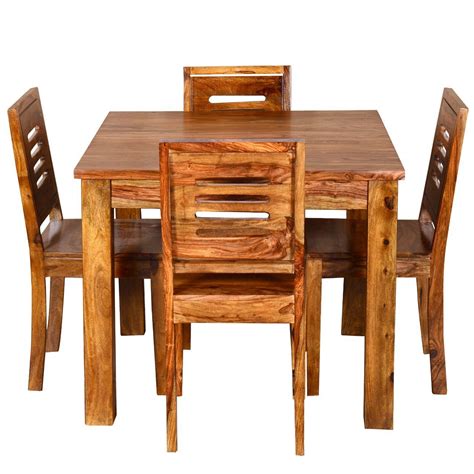 Ringabell Square Four Seater Solid Wood Dining Table (Brown) - Best ...