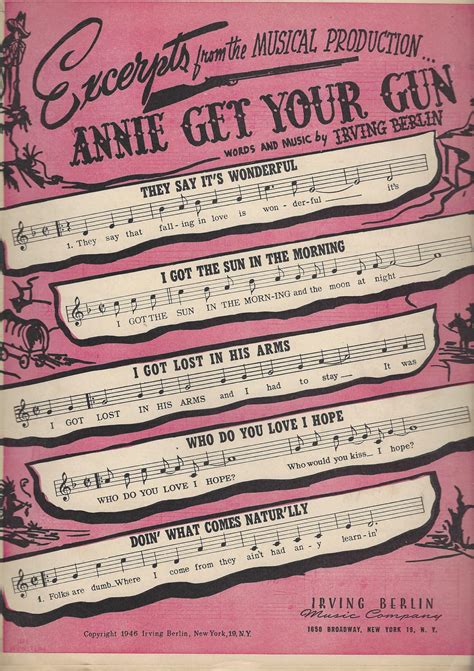 Vintage Sheet Music annie Get Your Gun 1946 Musical - Etsy