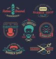 Set vintage hipster barbershop logos Royalty Free Vector