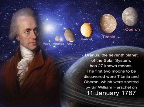 11 January 1787. William Herschel discovers Titania and Oberon, two ...