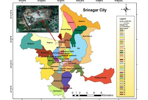 Srinagar municipal boundary showing ward-wise location map with google ...