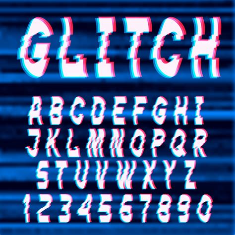 Glitch distorted font letters and numbers 3780755 Vector Art at Vecteezy