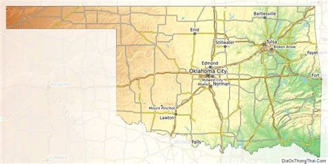 Topographic map of Oklahoma v1 | Map of oklahoma, Us state map, Oklahoma