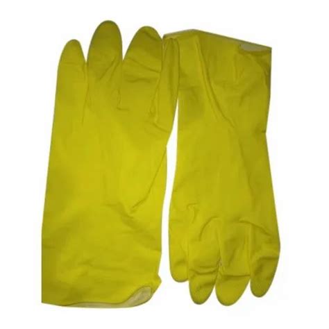 Non-Powdered Yellow Rubber Hand Safety Gloves, For Industrial Use at Rs 25/pair in Raipur