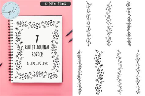 Bullet Journal Border With 7 Variations - Crella