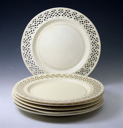 Six English creamware pottery plates with pierced borders 18 th century - John Howard