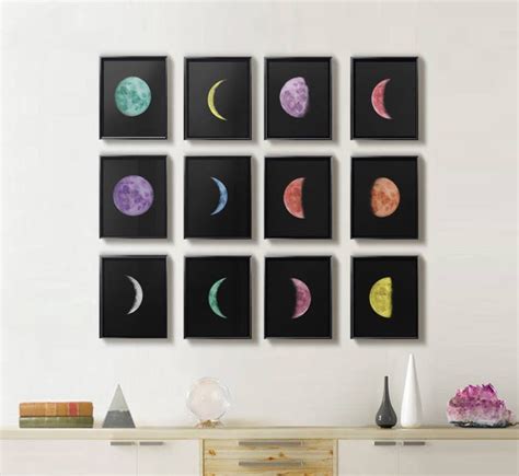 Moon Phases Prints Moon Room Decor Set of Prints Living | Etsy