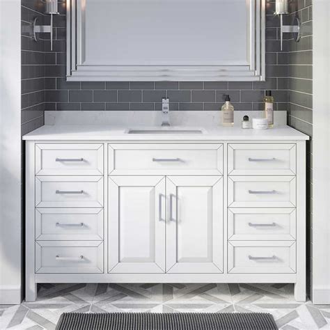 Issac Edwards Collection 60" Single Sink Bathroom Vanity in White Finish with Cultured Marble Top