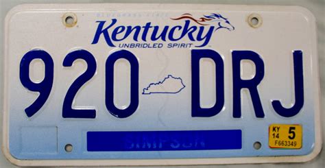 2014 Kentucky License Plate (920 DRJ)